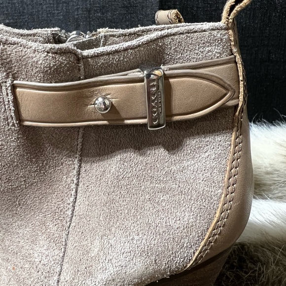 COACH HEWES Suede Chelsea Boots women’s 5 A6843 Zip Up Block Heel - Picture 8 of 11